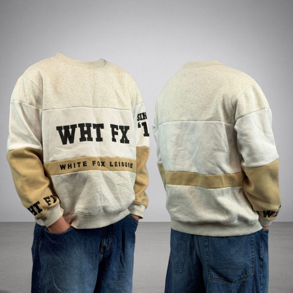 White-fox-boutique Men's White and Grey Sweatshirt
